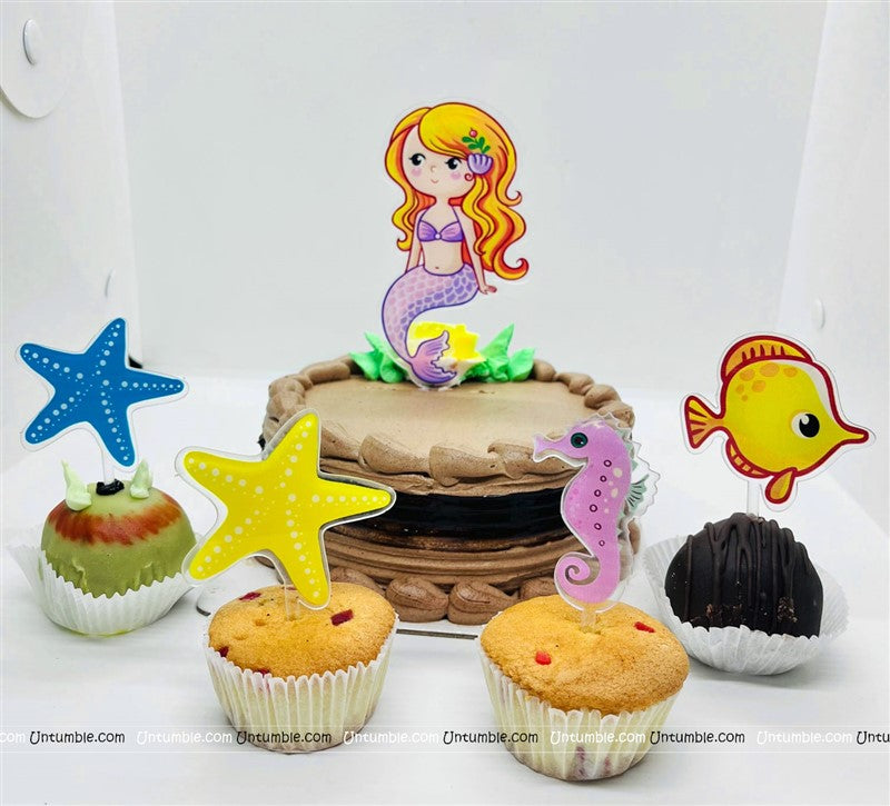 Underwater Theme Acrylic Cake Topper Set