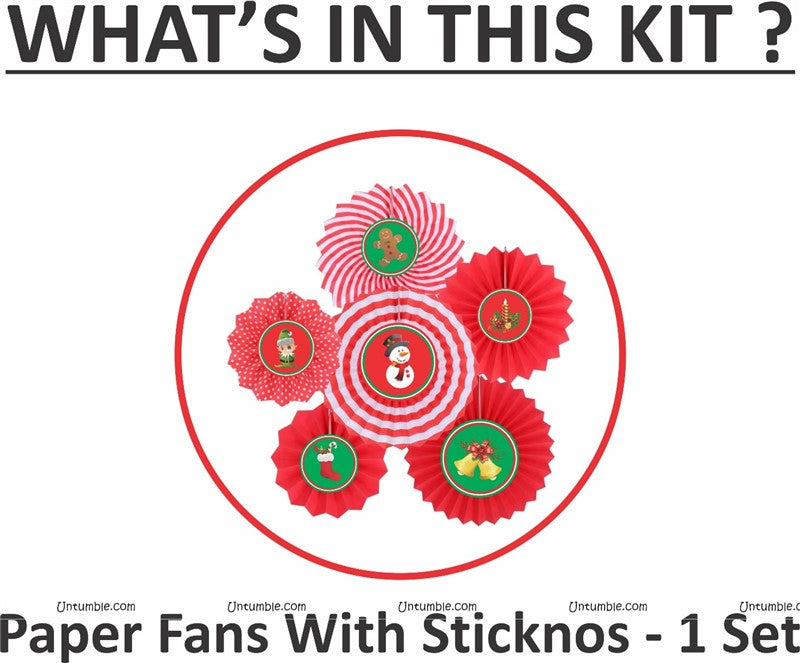 Christmas Paper Fans (Set of 6)