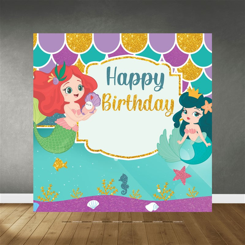 Cute Mermaid Party Backdrop