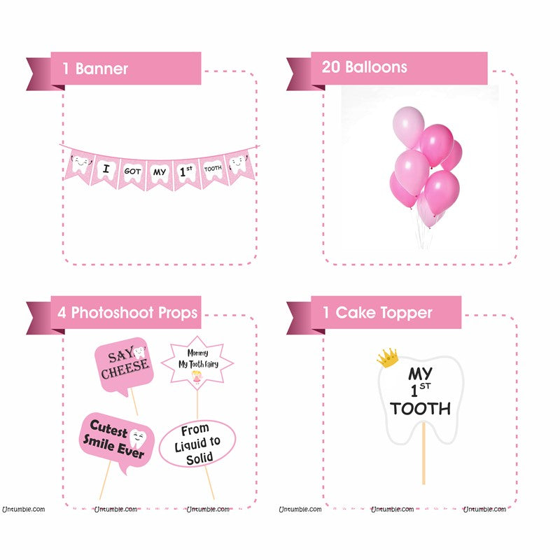 First Tooth Banner and Prop Kit (Pack of 26 pcs)