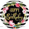 Black striped flamingo Happy Birthday Balloon (18 inch)