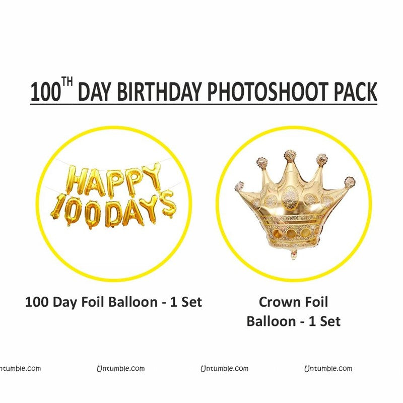 Happy 100 Days Foil Balloon and Crown Set