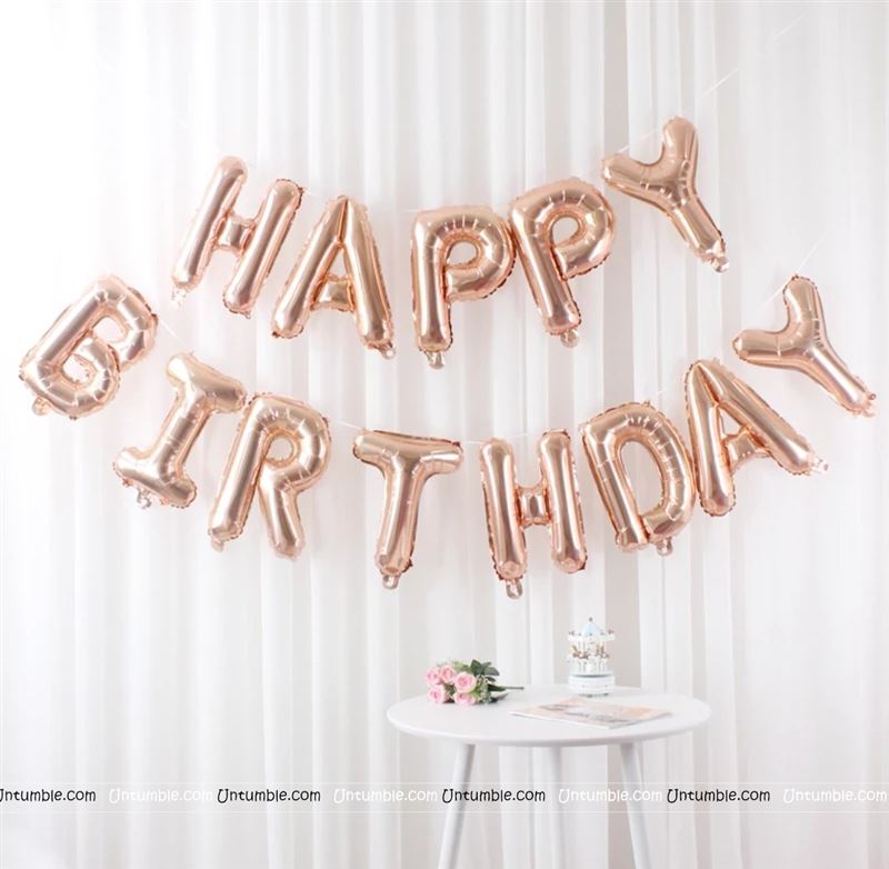 Happy Birthday balloon Alphabets (Rose Gold)