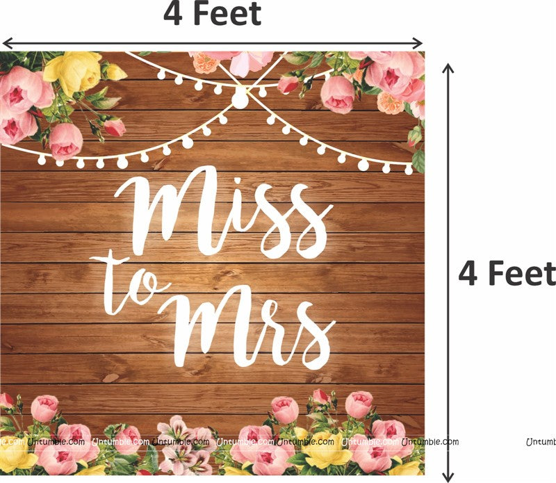 Miss To Mrs Wooden Backdrop