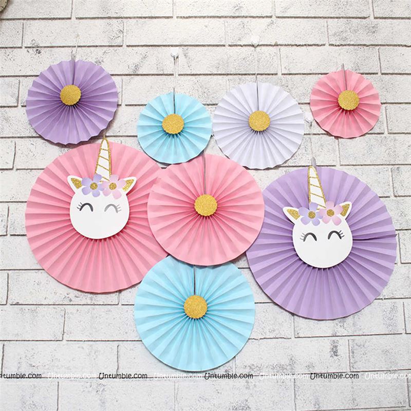 Unicorn paper fan decorations