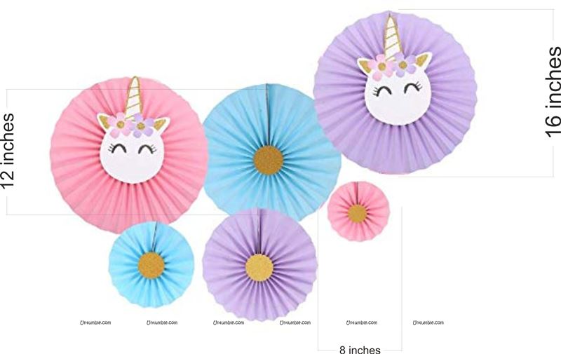 Unicorn paper fan decorations