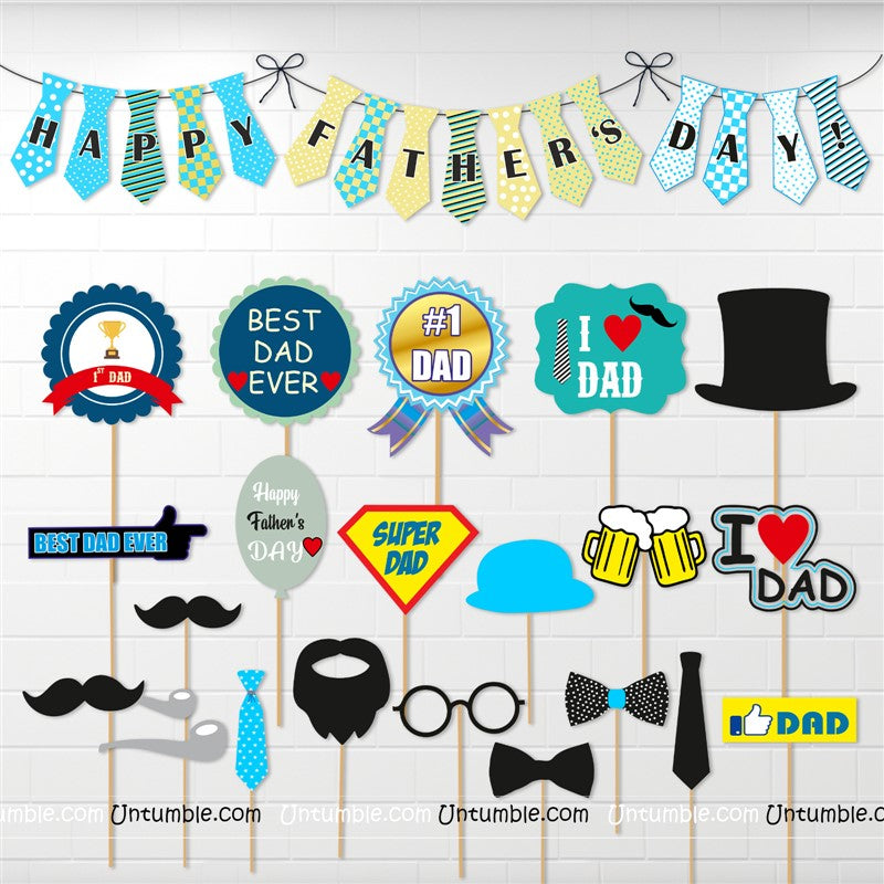 Father's Day Decor With Happy Father's Day Bunting and Photobooth Props