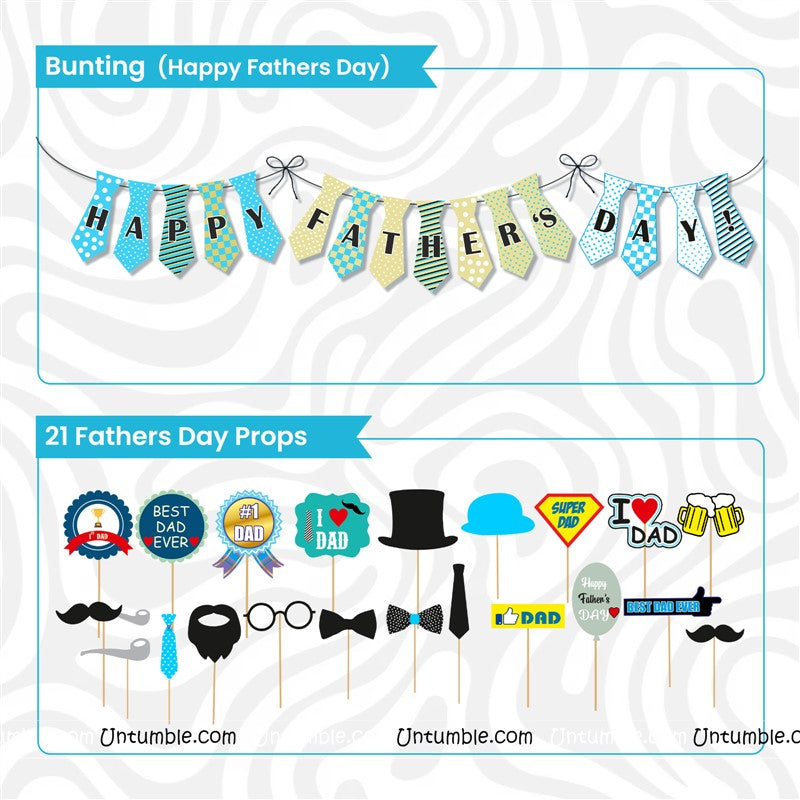 Father's Day Decor With Happy Father's Day Bunting and Photobooth Props