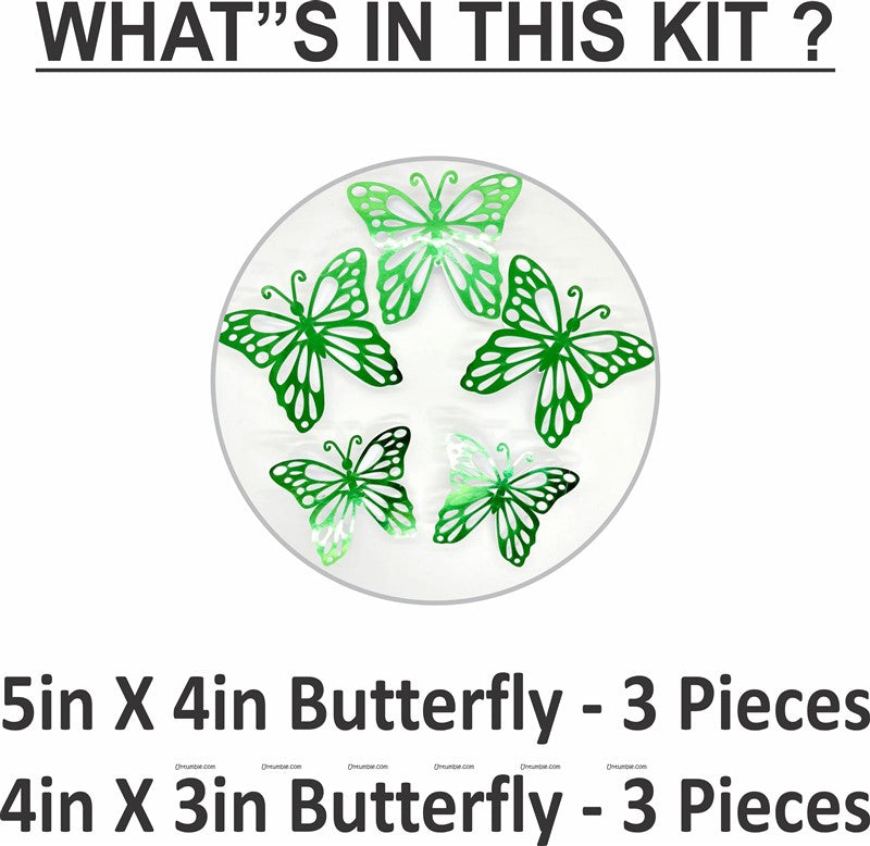 Green and White Butterfly Party Decor Stickers- 1 Set