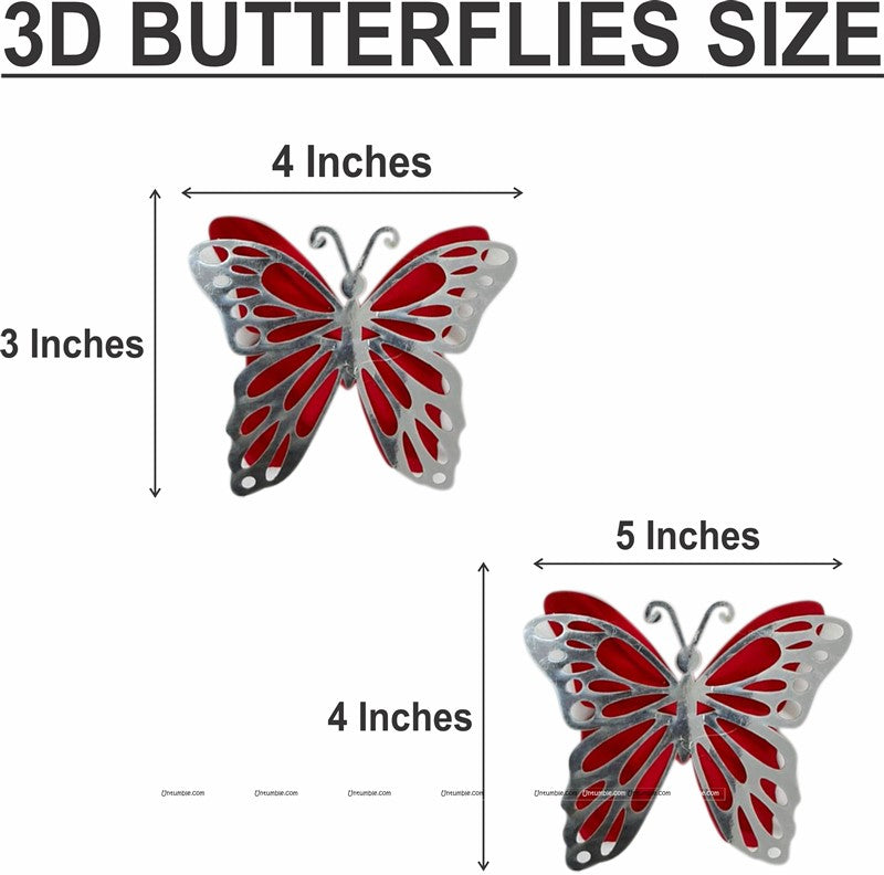 Silver and Red Butterfly Party Decor Stickers- 1 Set