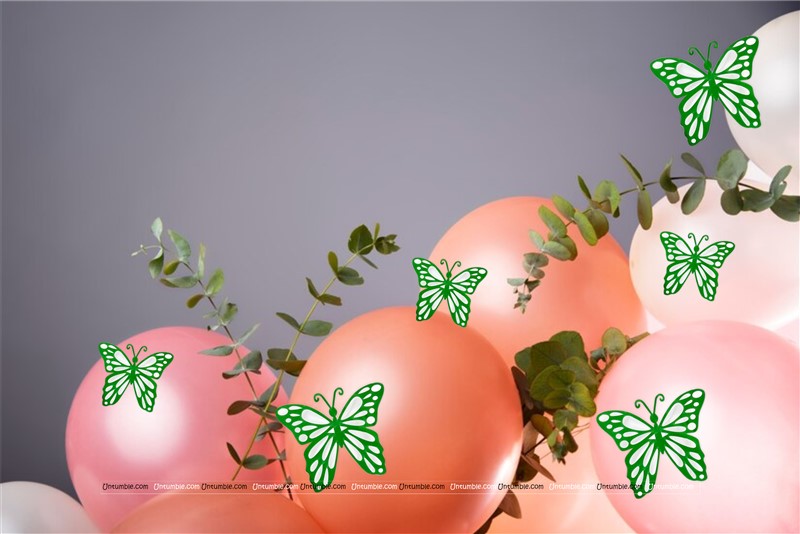 Green and White Butterfly Party Decor Stickers- 1 Set