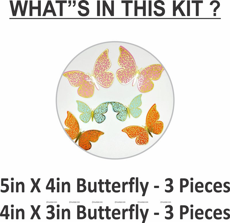Multicolor Butterfly Party Decor Stickers - 1 Set