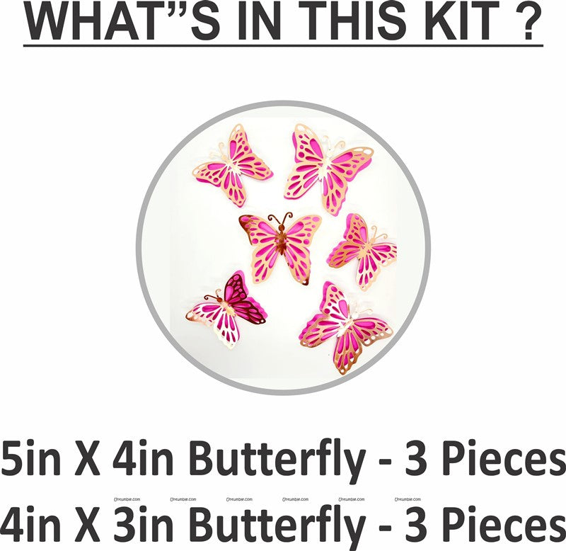 Gold and Pink Butterfly Party Decor Stickers- 1 Set