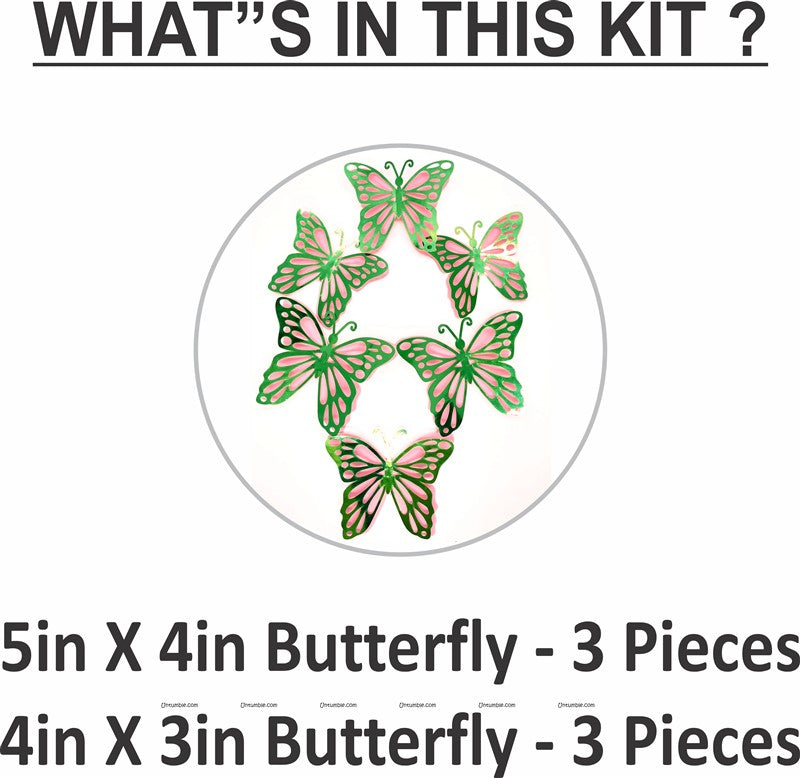 Green and Pink Butterfly Party Decor Stickers- 1 Set