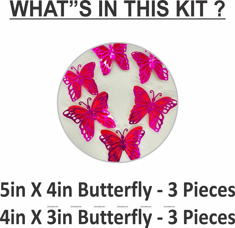 Purple and Red Butterfly Party Decor Stickers- 1 Set
