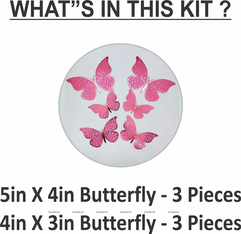 Light Pink Butterfly Party Decor Stickers- 1 Set