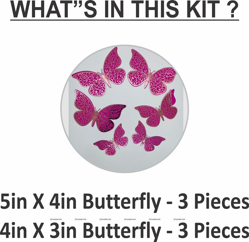 Dark Pink Butterfly Party Decor Stickers- 1 Set
