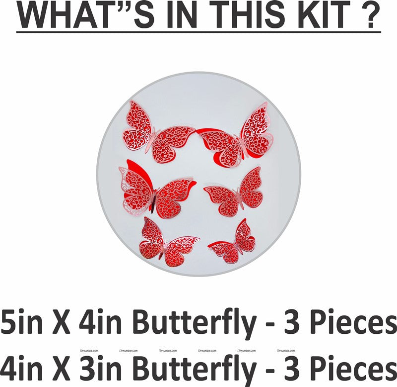 Red Butterfly Party Decor Stickers- 1 Set