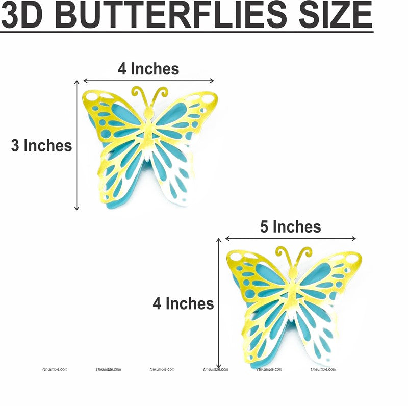 Gold & Lightblue Butterfly Decor Stickers- 1 Set