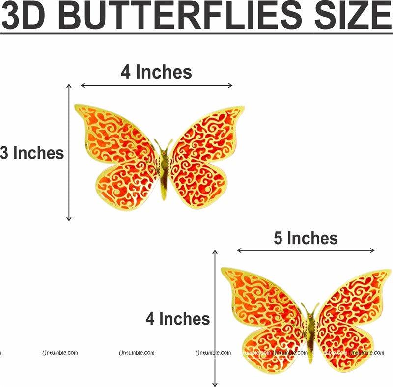 Orange Color Butterfly Party Decor Stickers- 1 Set