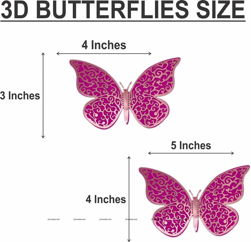 Dark Pink Butterfly Party Decor Stickers- 1 Set