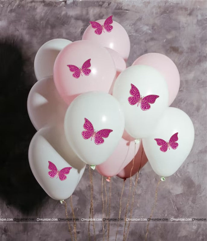 Light Pink Butterfly Party Decor Stickers- 1 Set
