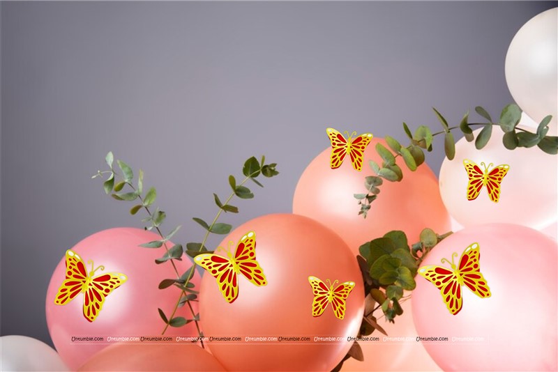 Gold and Orange Butterfly Party Decor Stickers- 1 Set