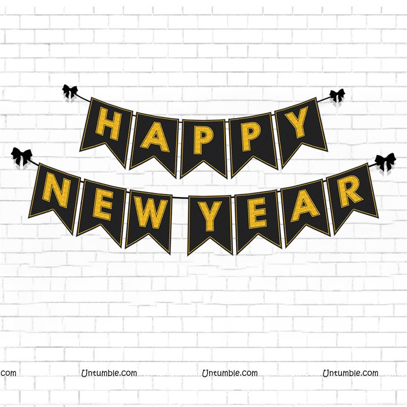 New Year Banner and Swirls Kit with Balloons