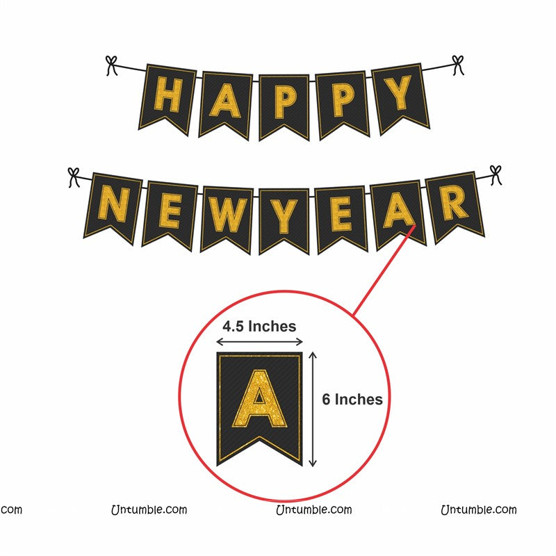 New Year Banner and Swirls Kit with Balloons